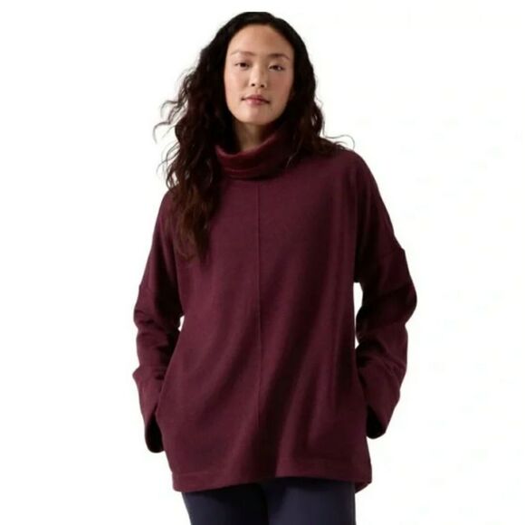 Athleta Women's Spice Cabernet Cozy Karma Funnel Neck Oversized Sweatshi… - Picture 1 of 12